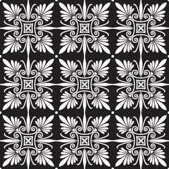 Abstract floral seamless pattern. with Vintage elements. Black and white. Vector background.
