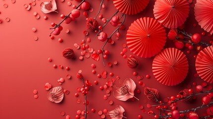Obraz na płótnie Canvas Chinese new year festive background with red decoration