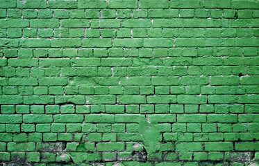Green Brick Wall Background Template