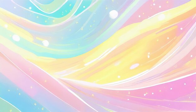 Background with colorful soft flowing shapes in pastel rainbow colours. 