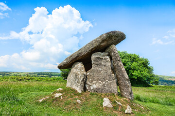 Trethevy Quoit, a prehistoric burial chamber on Bodmin Moor, Cornwall, UK