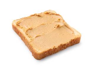 Tasty peanut butter sandwich isolated on white