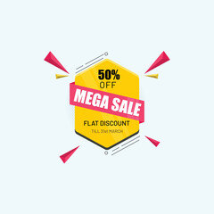 Mega Sale Poster, Vector Discount Banner, Discount Poster