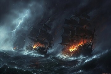 Sailing the High Seas A Stormy Night on the Ocean Generative AI