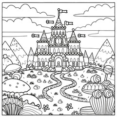 House Coloring Page Vector