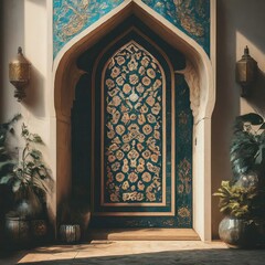 Illustration of Ramadan kareem. beautiful islamic and arabic background of mosque and calligraphy Muslim Community festival