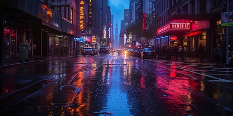 NYC Nightlife A Rainy Night on Broadway Generative AI