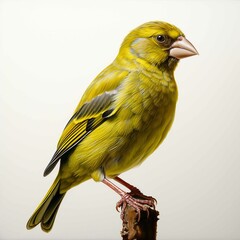 Greenfinch entire subject to view photorealism style, White background