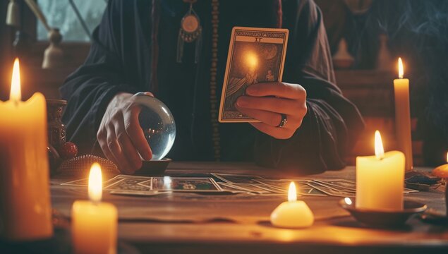 Psychic Reading with a Crystal Ball and Tarot Cards Generative AI