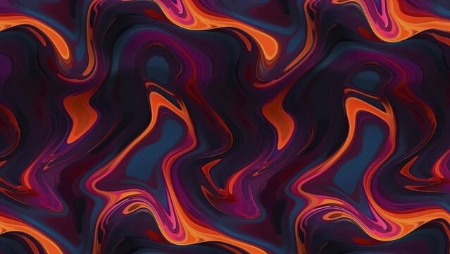 Fluid art. Abstract background with effect dramatic eruption volcano. Smartphone wallpaper or theme. Landscape of movement lava. Liquid texture motion with orange and black colors.