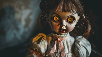 Chilling with Chucky The Creepy Doll's Monthly Horror-themed Photo Shoot Generative AI - obrazy, fototapety, plakaty