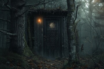 Halloween Hideout A Dark and Mysterious Doorway Generative AI