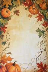 Naklejka na ściany i meble Autumn Leaves and Pumpkins A Seasonal Blend Generative AI