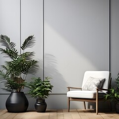  Decor Aesthetic background room with armchair and plant pots