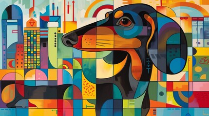 Doggy Delight A Colorful Portrait of a Dachshund Generative AI