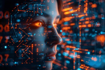 a digital art photo representing AI and cybersecurity