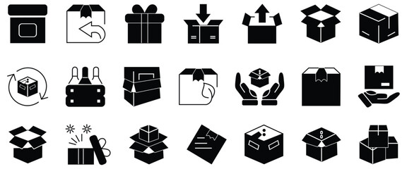Delivery Boxes And Package,  icon set. Symbol collections in transparent background.