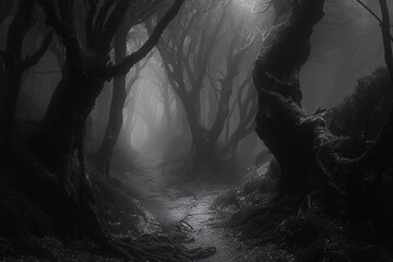 Foggy Forest Path Generative AI