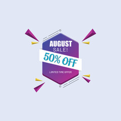 August Sale banner. Sale offer price sign. Vector banner. Discount text. Vector