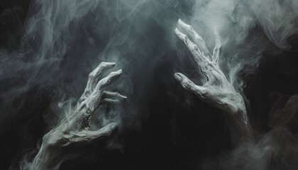 Ghostly Hands Reach Out in the Fog Generative AI - obrazy, fototapety, plakaty