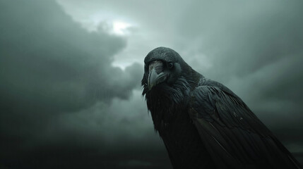 Fototapeta premium Dark crow portrait. 