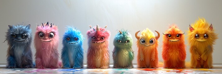 Naklejka premium Colorful Creatures A Monthly Celebration of Unique and Vibrant Monsters Generative AI