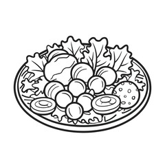 Refreshing summer salad with mixed greens tomatos Vector Outline