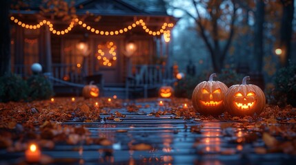 Fall's Frightful Fiesta A Halloween Nighttime Celebration Generative AI