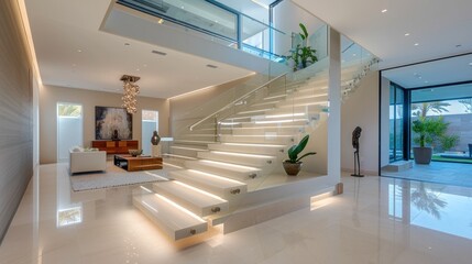 Modern floating staircase design. Generative a, 