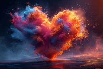 Colorful Heart Explosion A Blend of Art and Science Generative AI