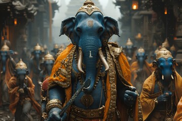 Ganesh the Blue Elephant God Generative AI