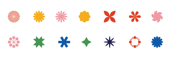 Abstract and basic shapes collection. Vector basic shape. Geometric formal shape. Polygonal elements. Modern trendy minimalist basic figures, circles, hexagon, star, flat style. Vector illustration