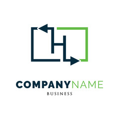 Initial Letter H Arrow Icon Logo Design Template