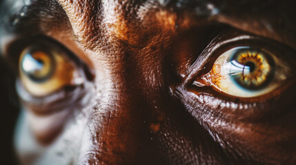 Close up shot of an african american man's eyes.