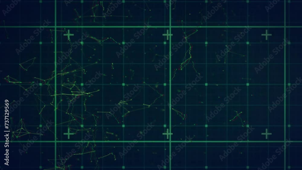 Canvas Prints Animation of network of connections and data processing over grid