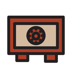 Bank Dollar Finance Money Safes Saving Filled Outline Icon