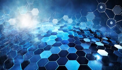 blue abstract futuristic digital geometric technology hexagon background