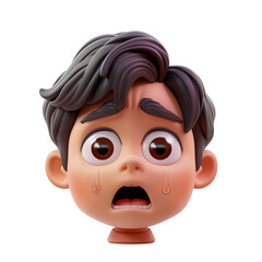 Boy shock face expression avatar isolated on transparent