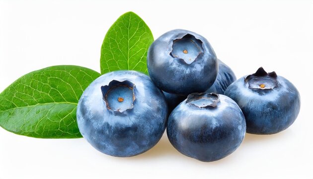 blueberry isolated blueberries top view blueberry with leaves flat lay on white background with clipping path