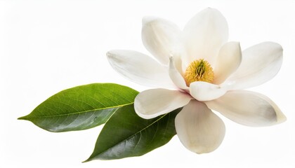 Obraz na płótnie Canvas tender white magnolia grandiflora flower isolated