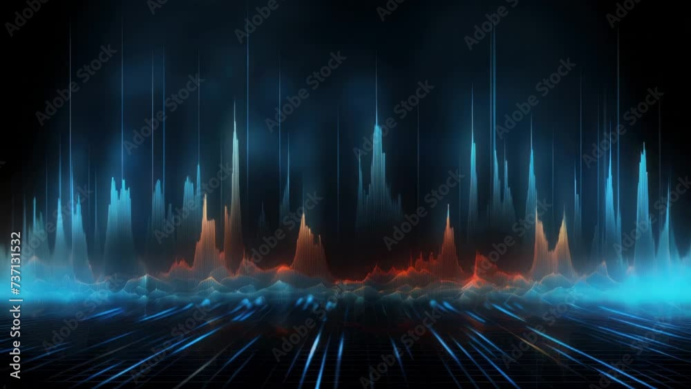 Poster a picture of a dark room illuminated by blue and orange lights. perfect for creating a mysterious at