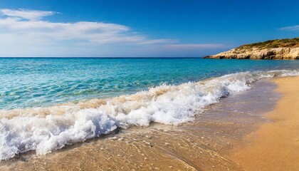 Fototapeta na wymiar beautiful transparent seashore with sea foam italian beach in salento natural marine background