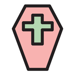 Obraz premium Coffin Halloween Dead Ghost Grave Graveyard Horror Filled Outline Icon