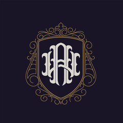 Victorian style monogram with initial AW or WA. Badge logo design. can be applied on stationery, invitations, signage, packaging, or even as a branding element and etc