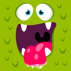 Cartoon Square Monster Face