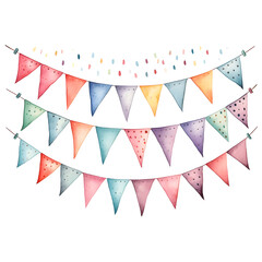 Watercolor illustration of bunting isolated on white background