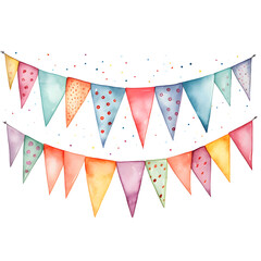 Fototapeta premium Watercolor illustration of bunting isolated on white background