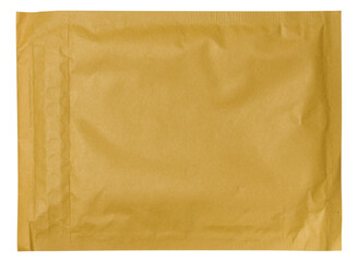 Rectangular envelope made of brown paper on isolated background