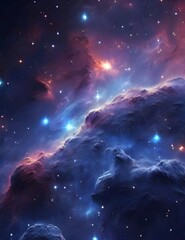 Space background with realistic nebula and shining stars. blue nebula starry sky technology sci-fi background material, Universe filled with stars Generative AI