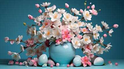a colorful floral arrangement made with easter eggs